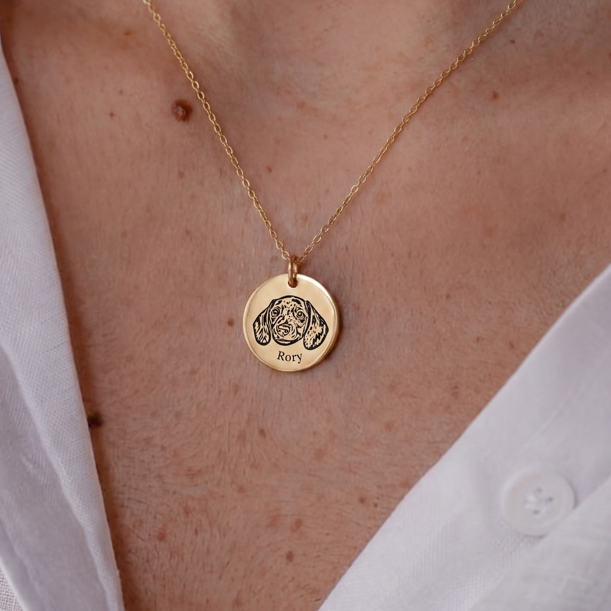 Collar Pet Face puesto, en Gold